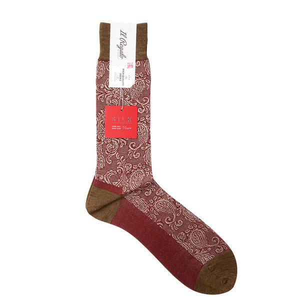 シルクペイズリーソックス - 靴下 MOCHA & WINE / 25-27cm Il Regalo/イルレガロ | HIGH QUALITY SOCKS