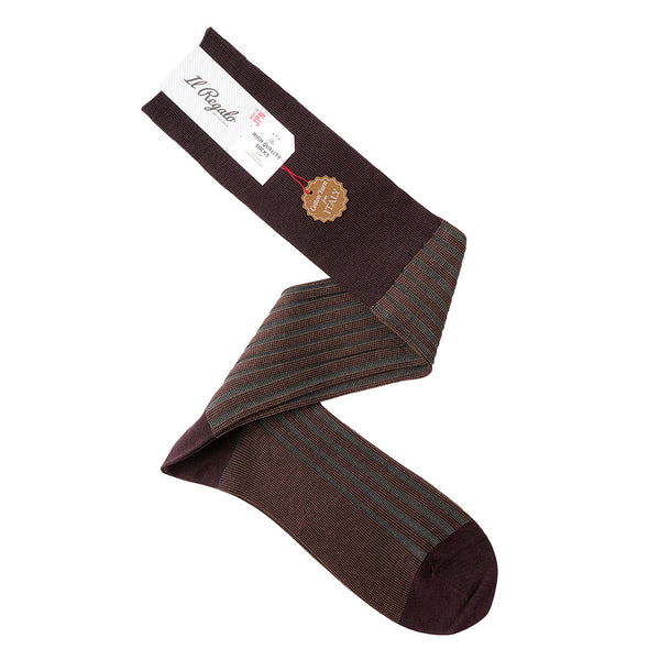 バーズアイストライプロングホーズ - 靴下 BROWN / 25-27cm Il Regalo/イルレガロ | HIGH QUALITY SOCKS