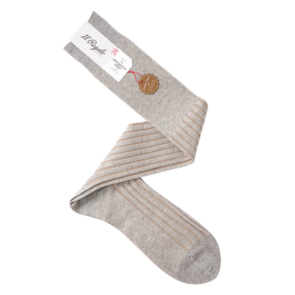 バーズアイストライプロングホーズ  / Lサイズ - 靴下 SILVER GREY / 27-29cm Il Regalo/イルレガロ | HIGH QUALITY SOCKS