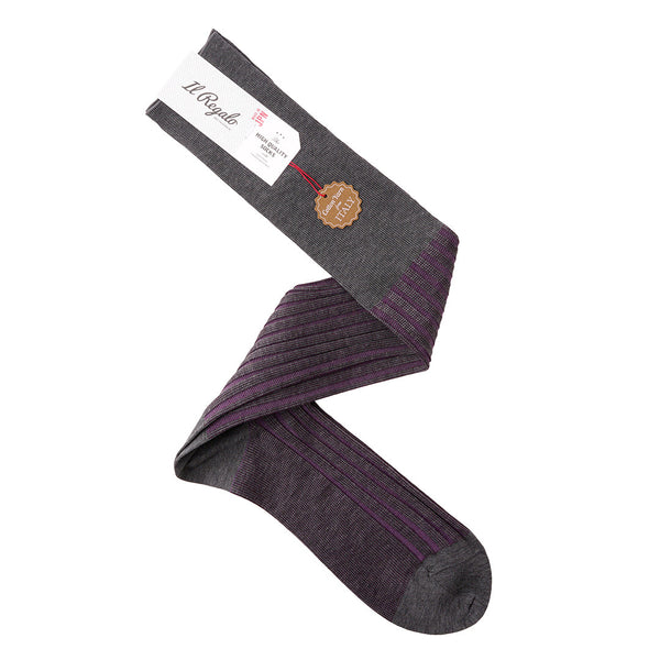 バーズアイストライプロングホーズ  / Lサイズ - 靴下 GREY / 27-29cm Il Regalo/イルレガロ | HIGH QUALITY SOCKS