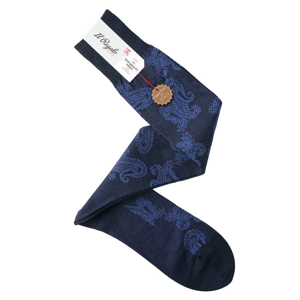 ファインペイズリーロングホーズ - 靴下 NAVY / 25-27cm Il Regalo/イルレガロ | HIGH QUALITY SOCKS