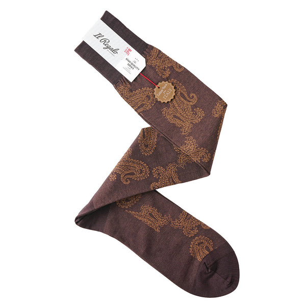 ファインペイズリーロングホーズ - 靴下 BROWN / 25-27cm Il Regalo/イルレガロ | HIGH QUALITY SOCKS