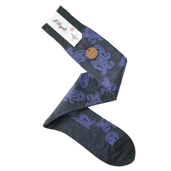 ファインペイズリーロングホーズ - 靴下 D.GREY / 25-27cm Il Regalo/イルレガロ | HIGH QUALITY SOCKS