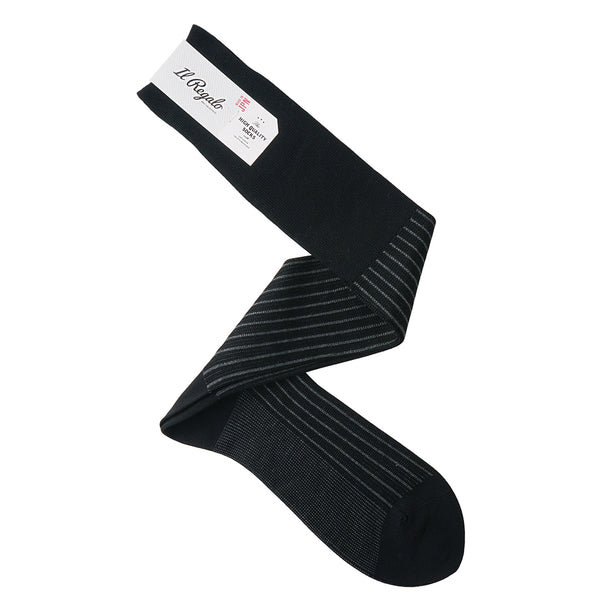 コットン&シルクストライプロングホーズ - 靴下 Il Regalo/イルレガロ | HIGH QUALITY SOCKS