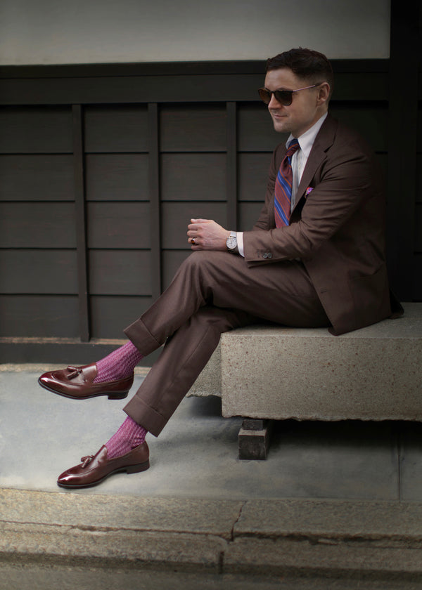 ヘリンボーンロングホーズ 【outBespokenコラボレーション】 - 靴下  Il Regalo/イルレガロ | HIGH QUALITY SOCKS