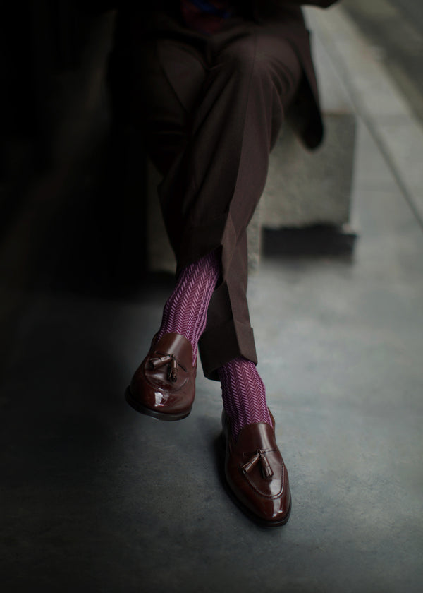 ヘリンボーンロングホーズ 【outBespokenコラボレーション】 - 靴下  Il Regalo/イルレガロ | HIGH QUALITY SOCKS