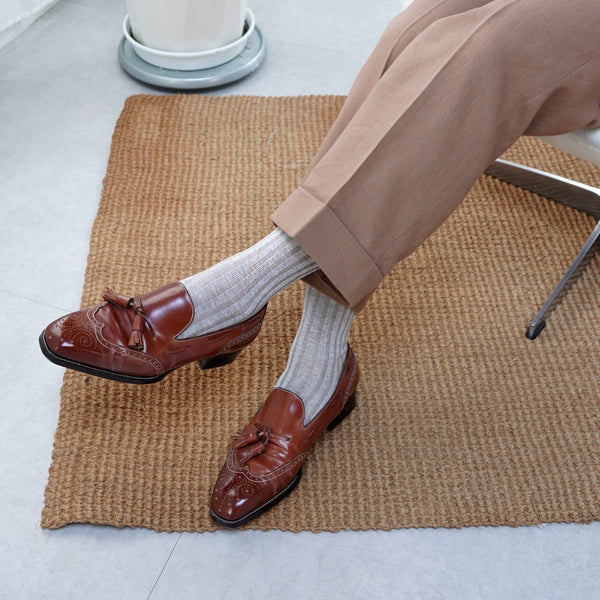 バーズアイストライプロングホーズ - 靴下  Il Regalo/イルレガロ | HIGH QUALITY SOCKS