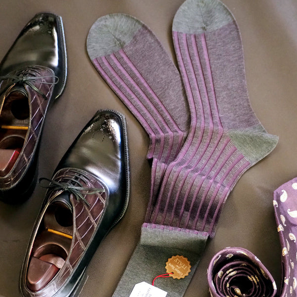 バーズアイストライプロングホーズ - 靴下  Il Regalo/イルレガロ | HIGH QUALITY SOCKS