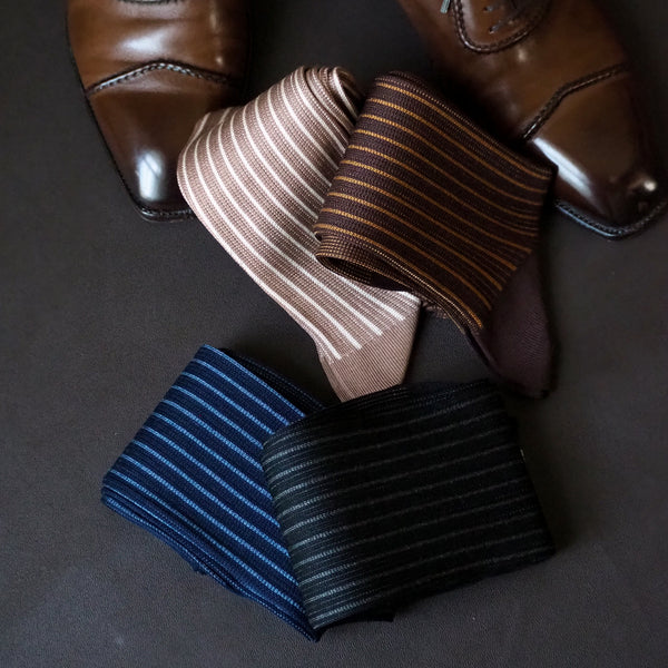 コットン&シルクストライプロングホーズ - 靴下 Il Regalo/イルレガロ | HIGH QUALITY SOCKS