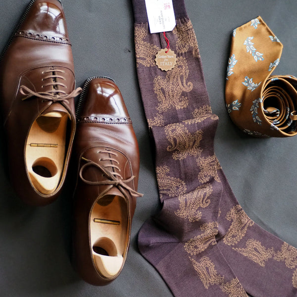 ファインペイズリーロングホーズ - 靴下 Il Regalo/イルレガロ | HIGH QUALITY SOCKS