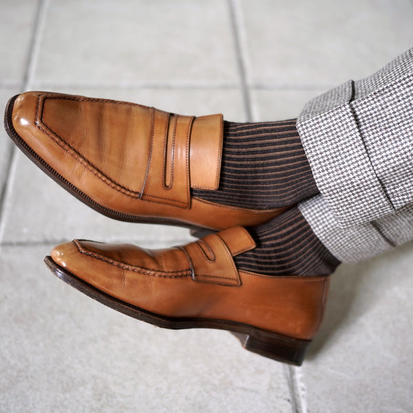 ヘアラインストライプロングホーズ - 靴下  Il Regalo/イルレガロ | HIGH QUALITY SOCKS