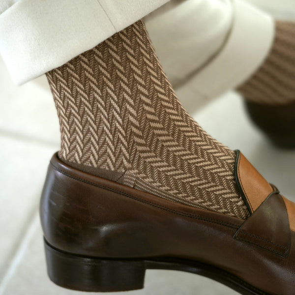 ヘリンボーンロングホーズ - 靴下 Il Regalo/イルレガロ | HIGH QUALITY SOCKS