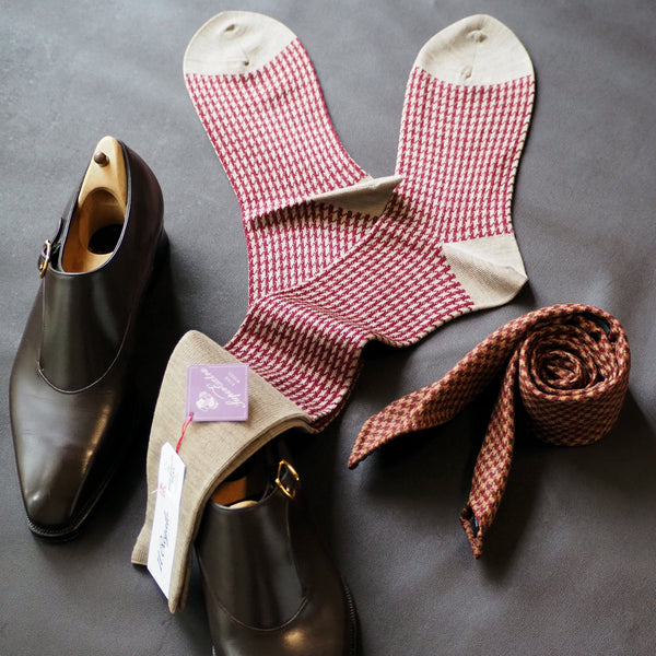 ハウンドトゥースロングホーズ - 靴下 Il Regalo/イルレガロ | HIGH QUALITY SOCKS