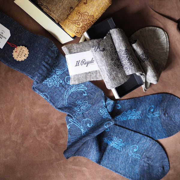 リネンフローラルロングホーズ  / Lサイズ - 靴下  Il Regalo/イルレガロ | HIGH QUALITY SOCKS