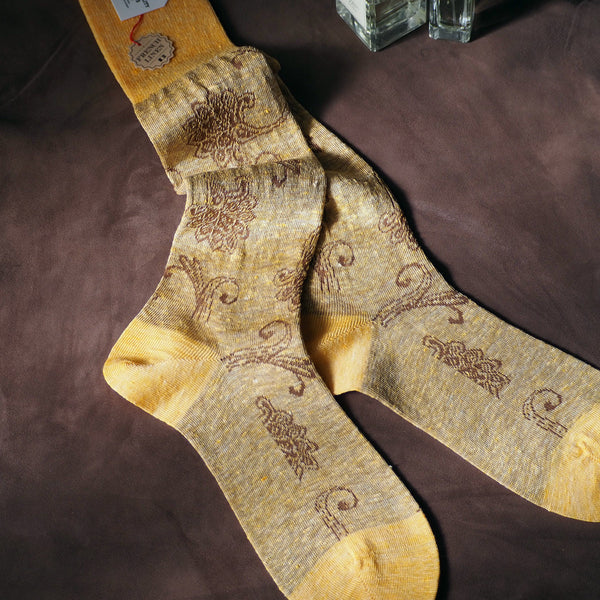 リネンフローラルロングホーズ - 靴下  Il Regalo/イルレガロ | HIGH QUALITY SOCKS