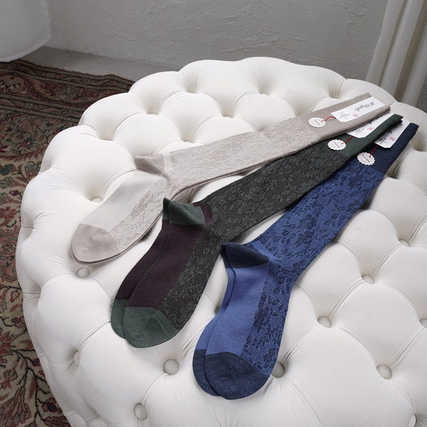 ラミーフローラルロングホーズ - 靴下 Il Regalo/イルレガロ | HIGH QUALITY SOCKS