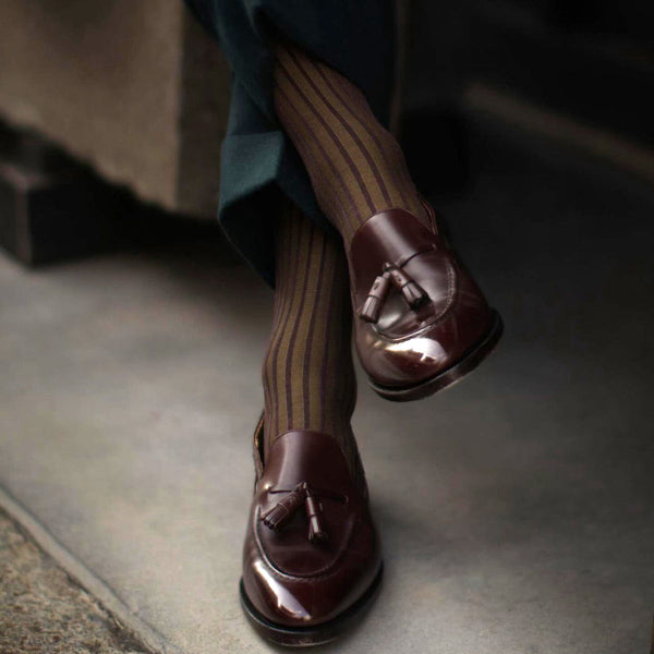 ストライプジャガードロングホーズ - 靴下 Il Regalo/イルレガロ | HIGH QUALITY SOCKS