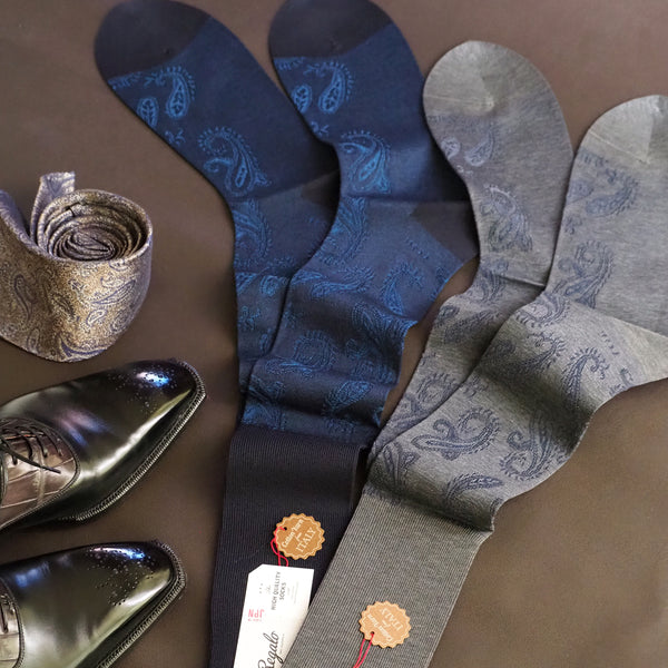 シャドーペイズリーロングホーズ - 靴下 Il Regalo/イルレガロ | HIGH QUALITY SOCKS
