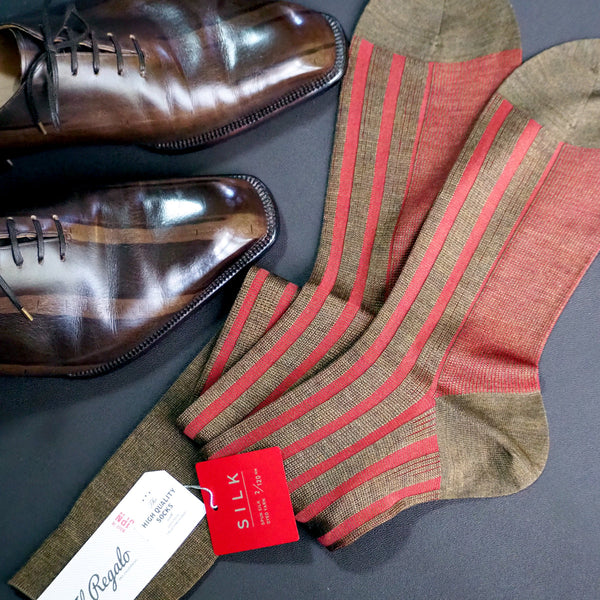 シルクシャドーリブロングホーズ - 靴下  Il Regalo/イルレガロ | HIGH QUALITY SOCKS