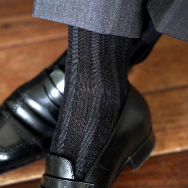 シルクシャドーリブロングホーズ - 靴下 Il Regalo/イルレガロ | HIGH QUALITY SOCKS