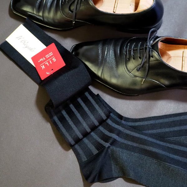 シルクシャドーリブロングホーズ - 靴下 Il Regalo/イルレガロ | HIGH QUALITY SOCKS