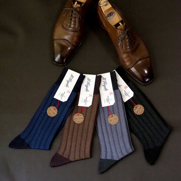 ストライプヘリンボーンソックス - 靴下 Il Regalo/イルレガロ | HIGH QUALITY SOCKS