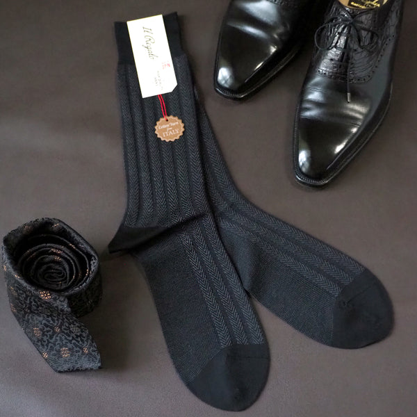ストライプヘリンボーンソックス - 靴下 Il Regalo/イルレガロ | HIGH QUALITY SOCKS