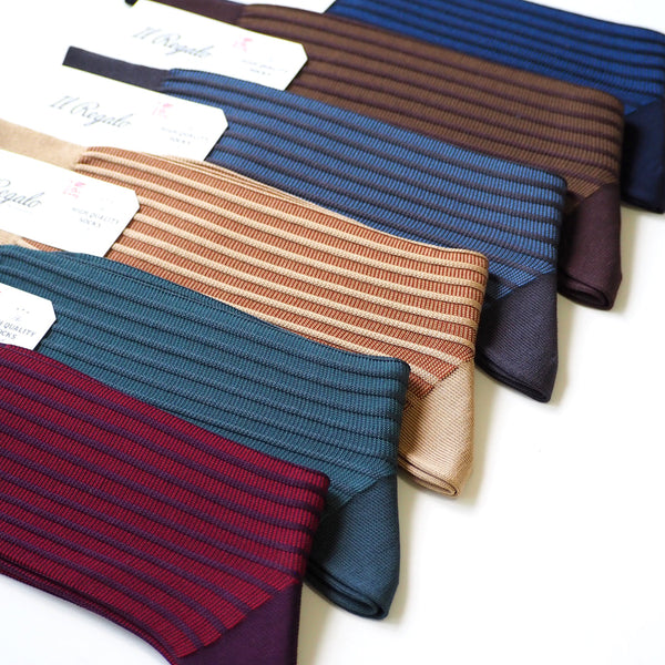 ストライプジャガードソックス - 靴下  Il Regalo/イルレガロ | HIGH QUALITY SOCKS
