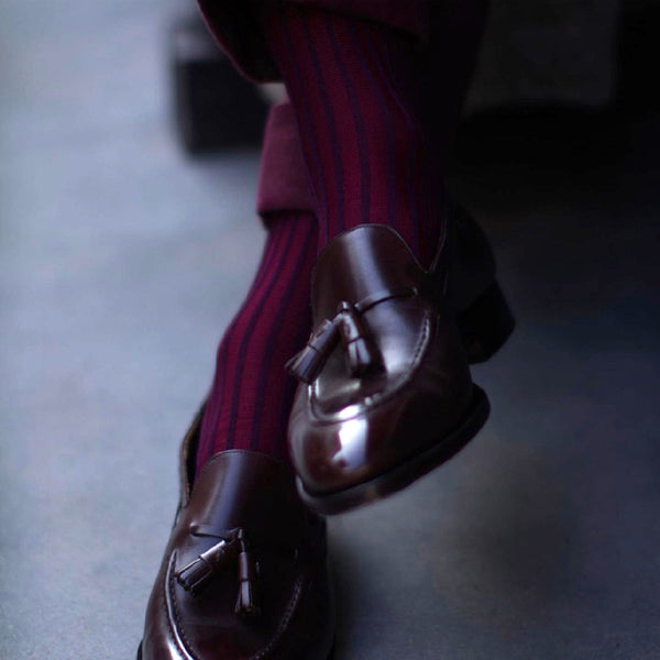 ストライプジャガードロングホーズ - 靴下 Il Regalo/イルレガロ | HIGH QUALITY SOCKS