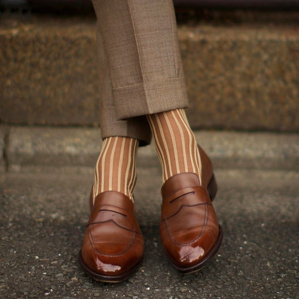 ストライプジャガードロングホーズ - 靴下 Il Regalo/イルレガロ | HIGH QUALITY SOCKS