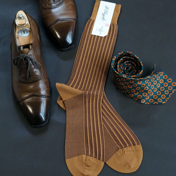 ストライプジャガードソックス - 靴下 Il Regalo/イルレガロ | HIGH QUALITY SOCKS