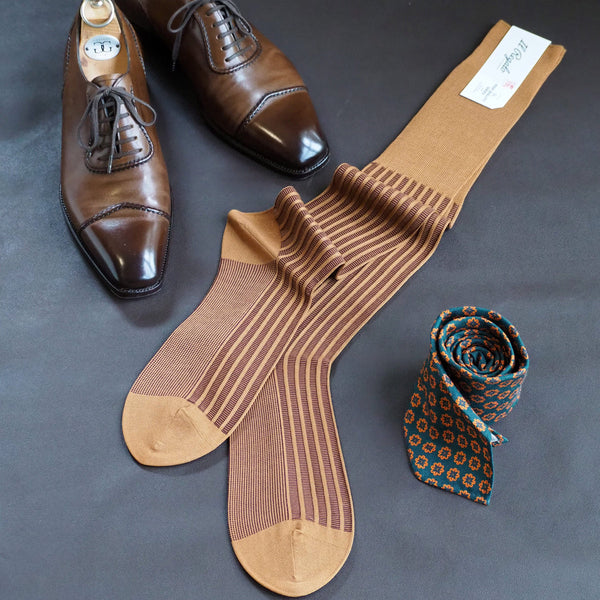 ストライプジャガードロングホーズ - 靴下 Il Regalo/イルレガロ | HIGH QUALITY SOCKS