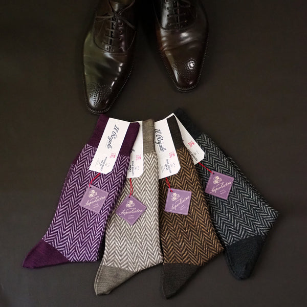 ウール&リネンヘリンボーンソックス - 靴下 Il Regalo/イルレガロ | HIGH QUALITY SOCKS