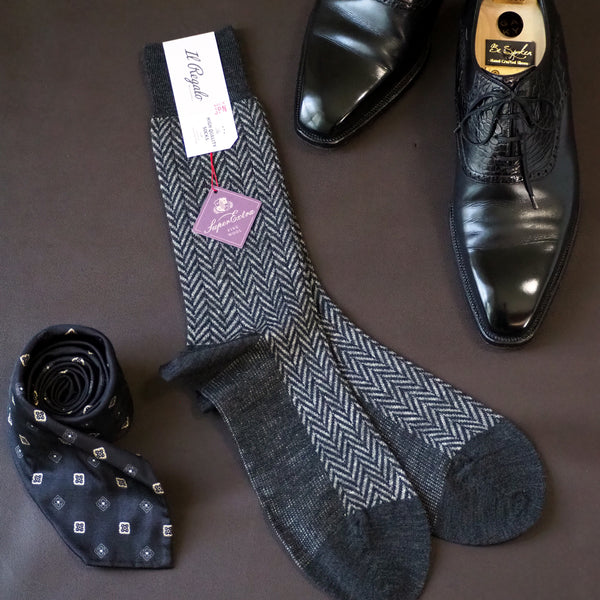 ウール&リネンヘリンボーンソックス - 靴下 Il Regalo/イルレガロ | HIGH QUALITY SOCKS