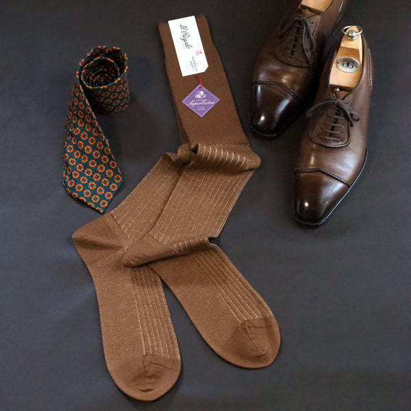 ウール&シルクシャドーストライプロングホーズ - 靴下 Il Regalo/イルレガロ | HIGH QUALITY SOCKS