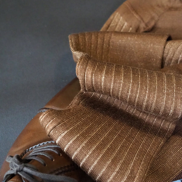 ウール&シルクシャドーストライプロングホーズ - 靴下 Il Regalo/イルレガロ | HIGH QUALITY SOCKS