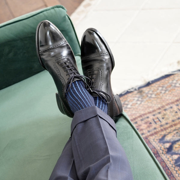 ウール&シルクシャドーストライプロングホーズ / Lサイズ - 靴下 Il Regalo/イルレガロ | HIGH QUALITY SOCKS