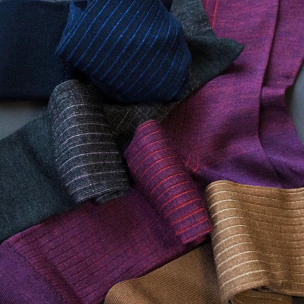 ウール&シルクシャドーストライプロングホーズ  / Lサイズ - 靴下  Il Regalo/イルレガロ | HIGH QUALITY SOCKS
