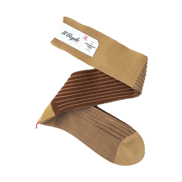 リバーシブルロングホーズ / Lサイズ - CAMEL & AMBER / 27-29cm Il Regalo/イルレガロ | HIGH QUALITY SOCKS