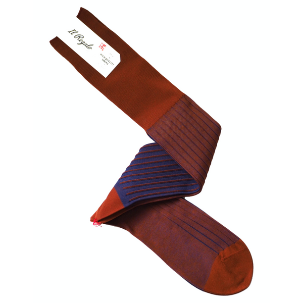 リバーシブルロングホーズ / Lサイズ - BRICK & COBALT BLUE / 27-29cm Il Regalo/イルレガロ | HIGH QUALITY SOCKS