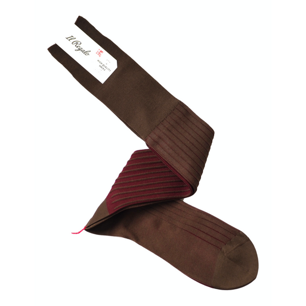 リバーシブルロングホーズ -  BROWN & BURGUNDY / 25-27cm Il Regalo/イルレガロ | HIGH QUALITY SOCKS