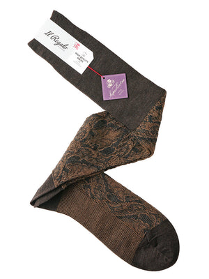 ヘリテージダマスクロングホーズ (コラボカラー) - 靴下 BROWN / 27-29cm Il Regalo/イルレガロ | HIGH QUALITY SOCKS