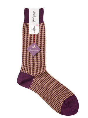 ハウンドトゥースソックス - 靴下 BURGUNDY / 25-27cm Il Regalo/イルレガロ | HIGH QUALITY SOCKS