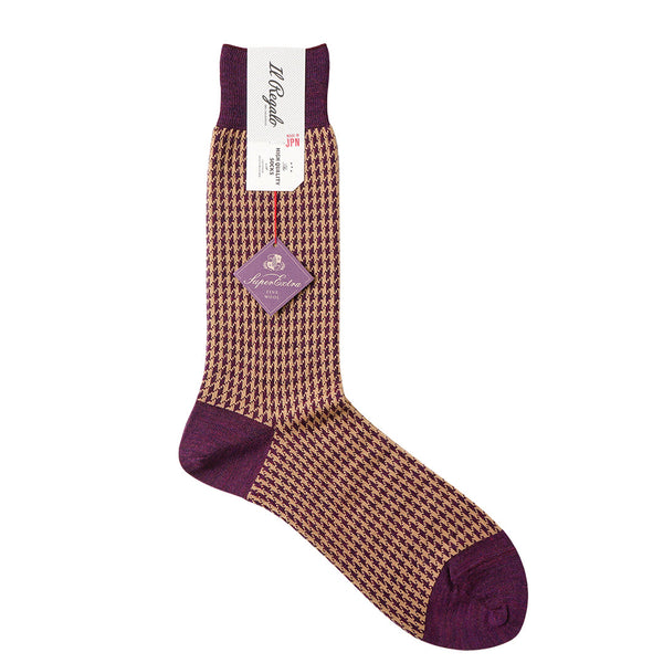 ハウンドトゥースソックス - 靴下 BURGUNDY / 25-27cm Il Regalo/イルレガロ | HIGH QUALITY SOCKS