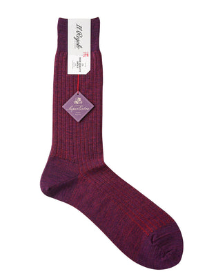 ウール＆シルクシャドーストライプソックス - 靴下 BURGUNDY / 25-27cm Il Regalo/イルレガロ | HIGH QUALITY SOCKS