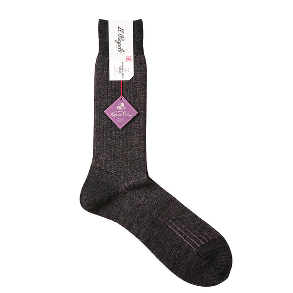 ウール＆シルクシャドーストライプソックス - 靴下 D.GREY / 25-27cm Il Regalo/イルレガロ | HIGH QUALITY SOCKS