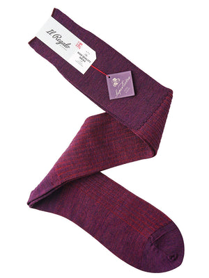 ウール＆シルクシャドーストライプロングホーズ - 靴下 BURGUNDY / 25-27cm Il Regalo/イルレガロ | HIGH QUALITY SOCKS