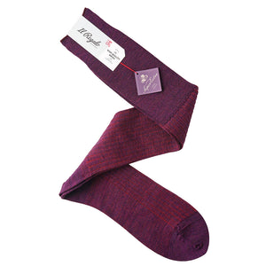 ウール＆シルクシャドーストライプロングホーズ - 靴下 BURGUNDY / 25-27cm Il Regalo/イルレガロ | HIGH QUALITY SOCKS