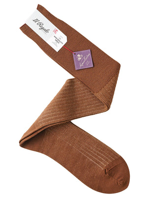 ウール＆シルクシャドーストライプロングホーズ - 靴下 MOCHA / 25-27cm Il Regalo/イルレガロ | HIGH QUALITY SOCKS