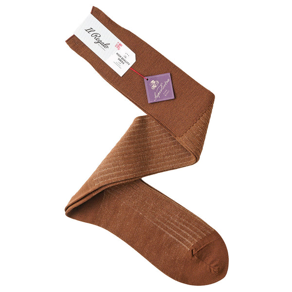 ウール＆シルクシャドーストライプロングホーズ - 靴下 MOCHA / 25-27cm Il Regalo/イルレガロ | HIGH QUALITY SOCKS